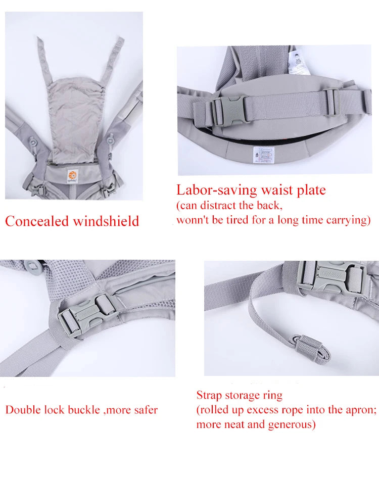 Omni Delux Baby Carrier Ergonomic Kid Kangaroo Infant All Positions Sling Wrap Cool Air Mesh Cotton Backpack 0-36 Months Egobaby