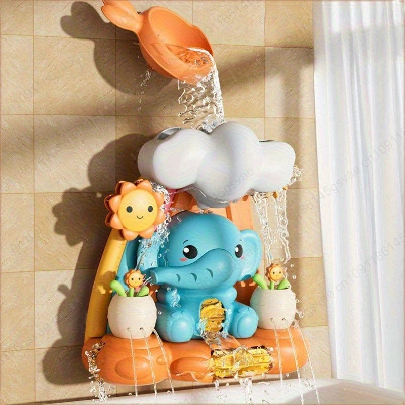 Baby children's water toys, suction cups, turning around, baby elephant water wheel, bathroom shower, male and female baby bath