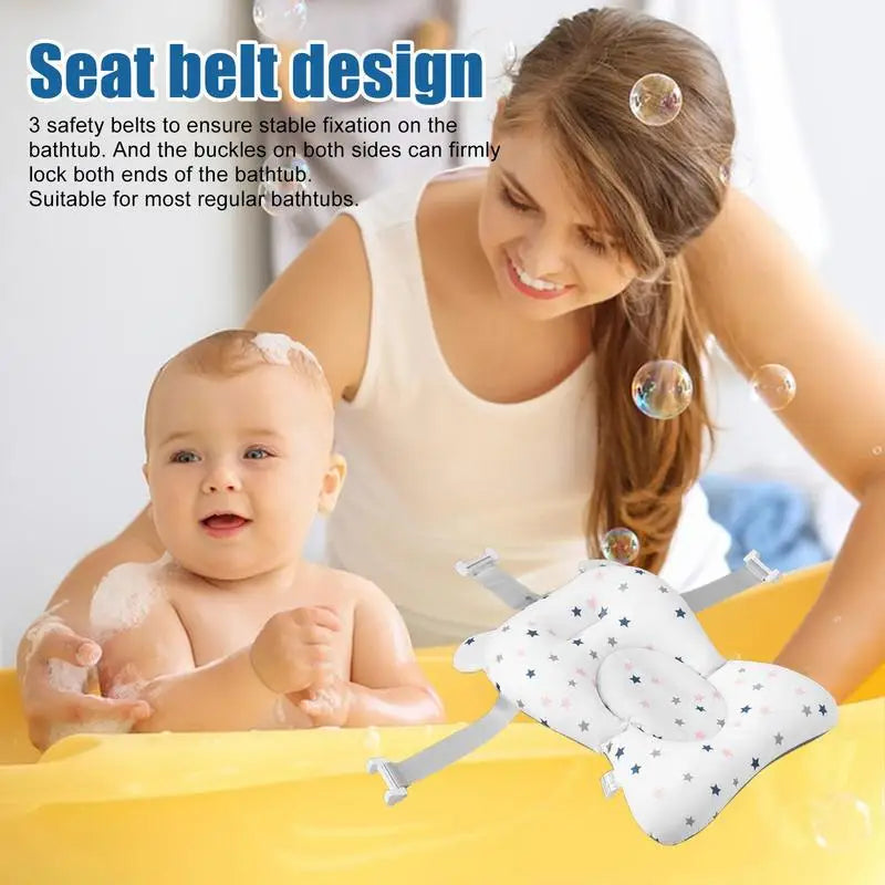 Baby Bath Cushion For Tub Adjustable Anti-skid Support Pillow For Bathtub Baby Bath Accessories Bathtub Essentials With Buckles