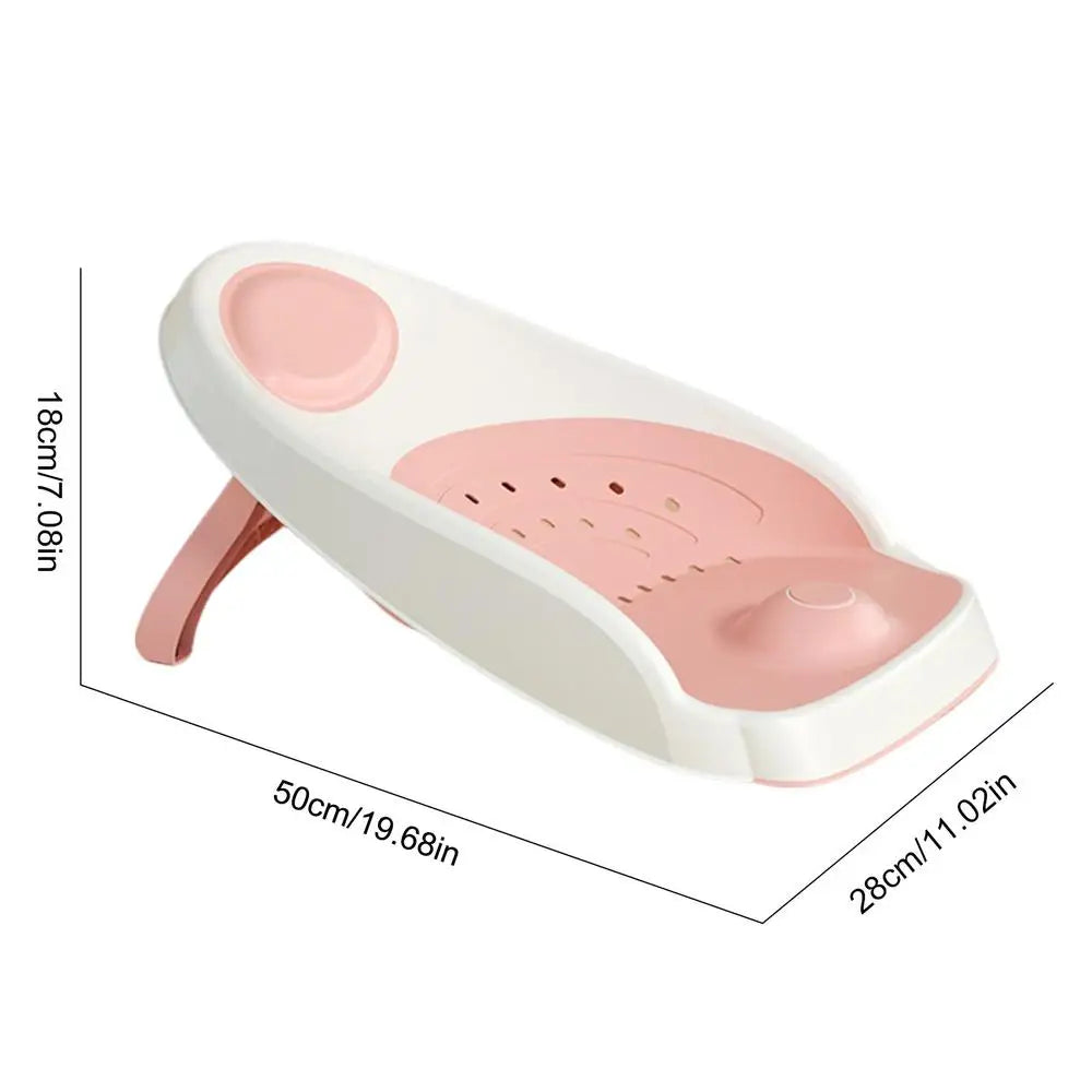Baby Bath Support Non-slip Soft Support Kids Shower Chair with Drain Holes & Temperature Sensing Ergonomic Baby Bathtub Seat