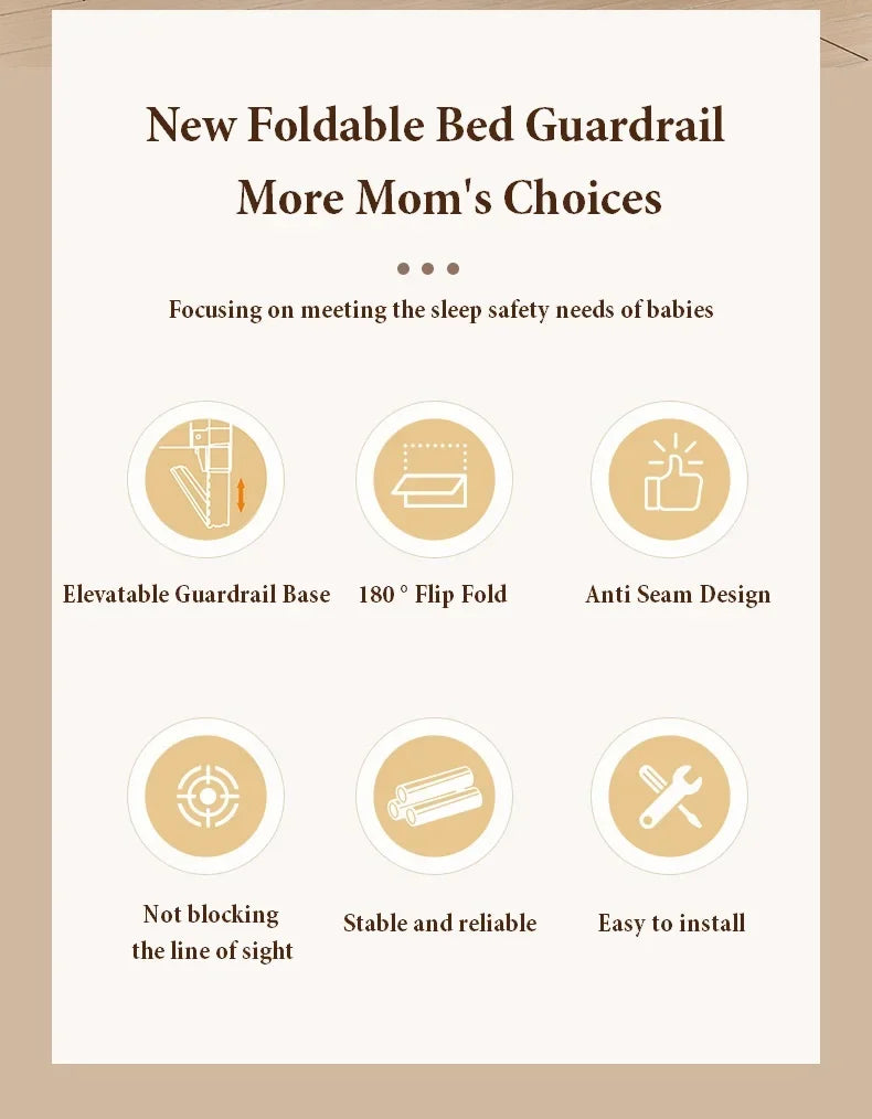 Collapsible Baby Rail Bed Guardrail Bed Safety Railing Portable Bed Guard for Kids Protective Barrier Anti-Fall Security Fence