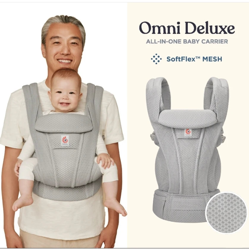 Omni Delux Baby Carrier Ergonomic Kid Kangaroo Infant All Positions Sling Wrap Cool Air Mesh Cotton Backpack 0-36 Months Egobaby