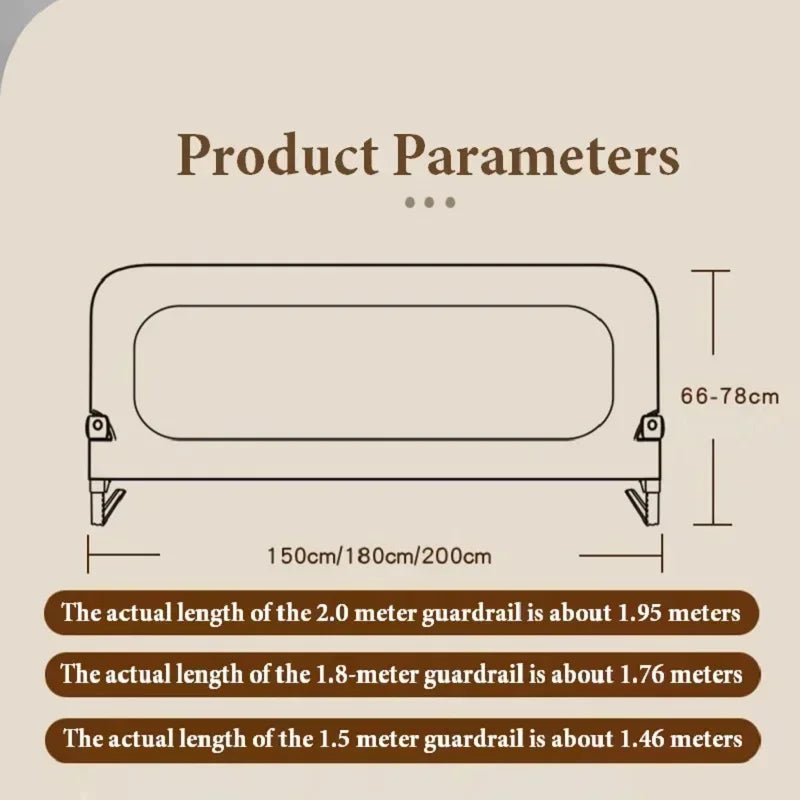 Collapsible Baby Rail Bed Guardrail Bed Safety Railing Portable Bed Guard for Kids Protective Barrier Anti-Fall Security Fence