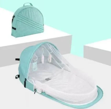 Baby Bed Folding Portable Baby Crib with Net and Awning Baby Nest Portable Baby Bed for Camping Infant Bed Bassinet for Baby