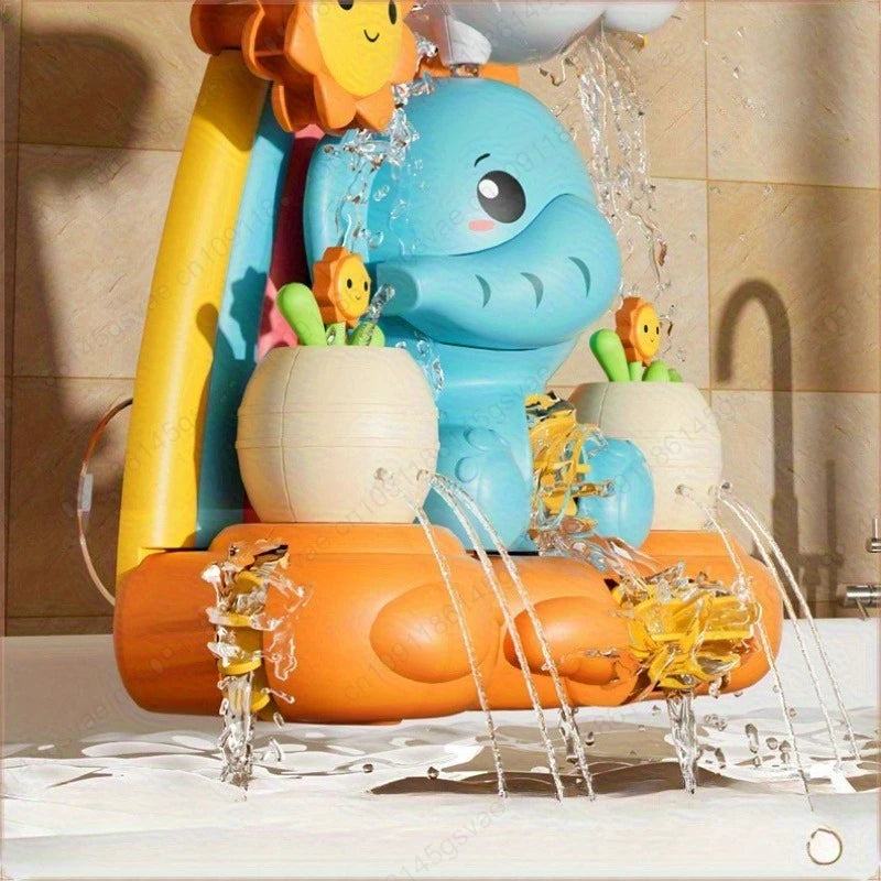 Baby children's water toys, suction cups, turning around, baby elephant water wheel, bathroom shower, male and female baby bath