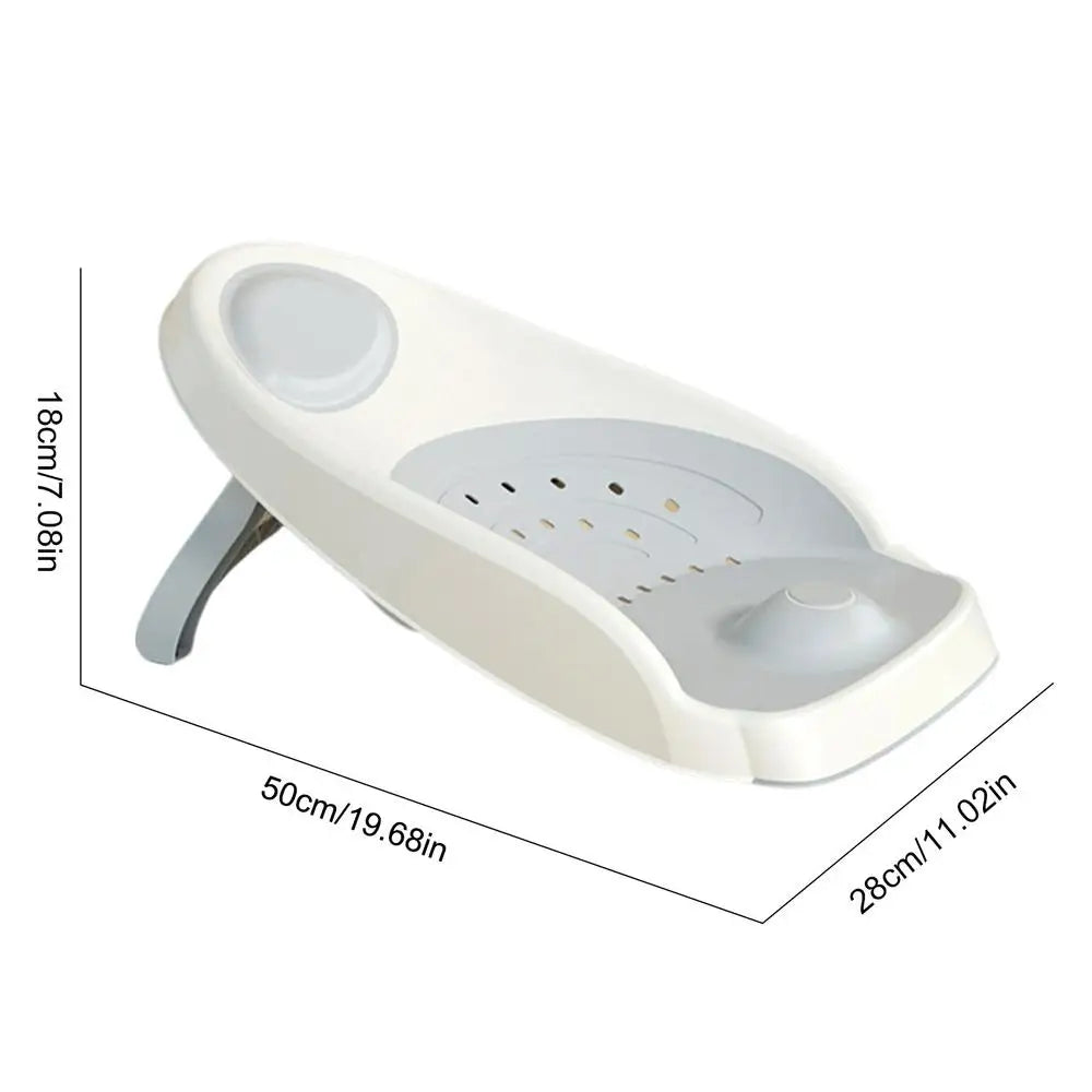 Baby Bath Support Non-slip Soft Support Kids Shower Chair with Drain Holes & Temperature Sensing Ergonomic Baby Bathtub Seat